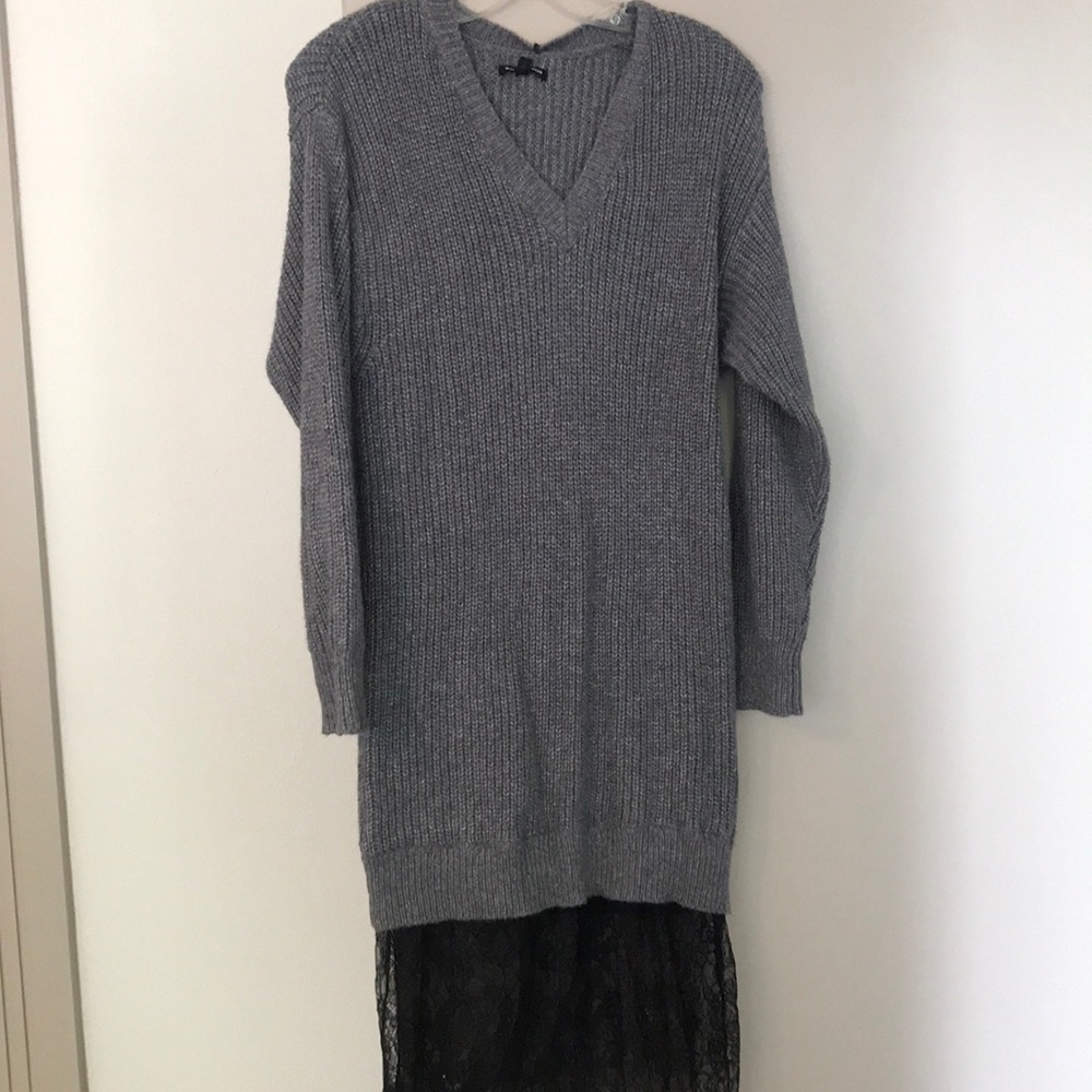 Sweater dress with lace detail